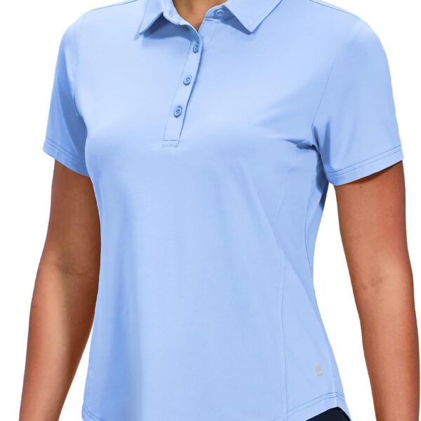 Womens Golf Polo Shirts Short Sleeve Quick Dry Sun Protection Active UV Shirts Collared Tennis Tops, 4 Buttons