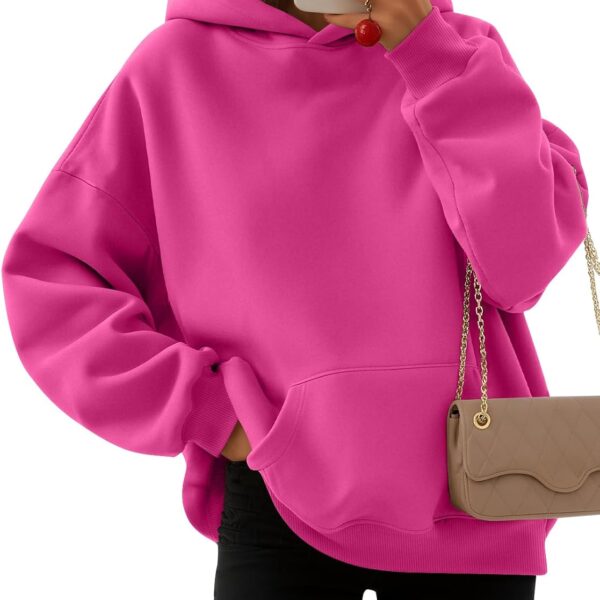 Women's Loose, Cozy Fleece-Lined Hooded Sweatshirt—Stylish, Warm Pullover (With Pockets; Suitable For Autumn/Winter)