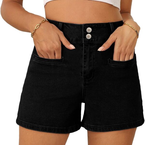 Womens Jean Shorts Casual High Waisted Stretchy Summer Denim Shorts with Pockets