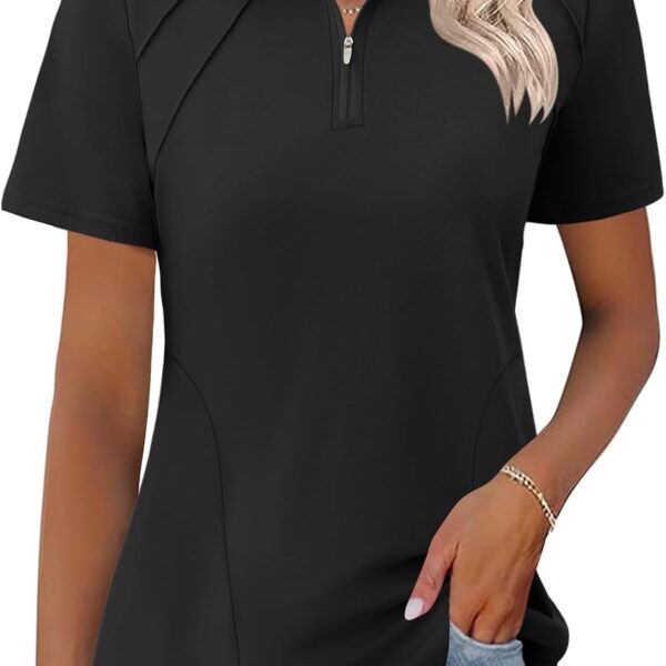 Womens Golf Polo Shirts Summer Short Sleeve 1/4 Zip Tops Moisture Wicking Casual Tennis Activewear with Pockets