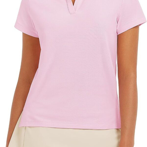 Women Golf Polo Shirts Tennis Shirt Short Sleeve V Neck Quick-Drying Collared Top