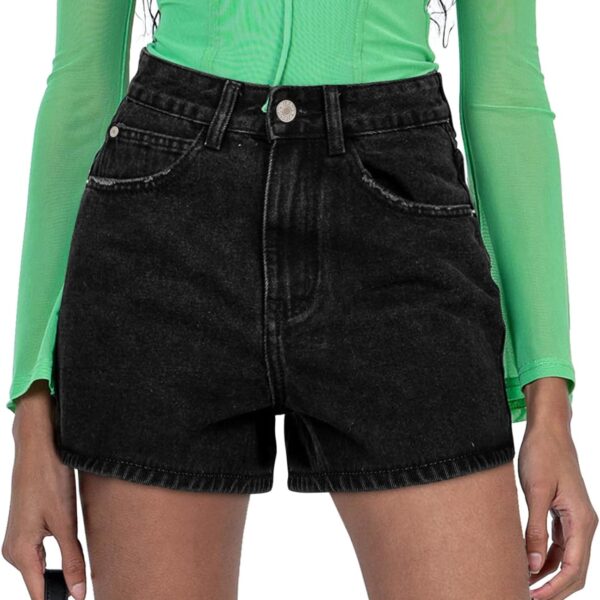 Womens Mid-High Waisted Ripped Denim Jean Shorts Cutoff Stretchy Summer Hot Short Pants