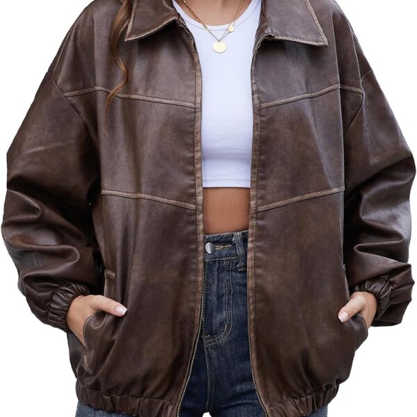 Womens Oversized Y2K Faux Leather Jackets Vintage Plus Size Fashion Motorcycle Coats Fall Fashion Outfits 2026