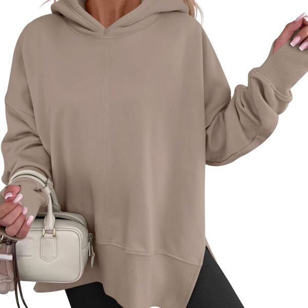 Women's Loose Hoodie – Long-Sleeve Fleece Pullover With Side Slits (Y2k Autumn Style)
