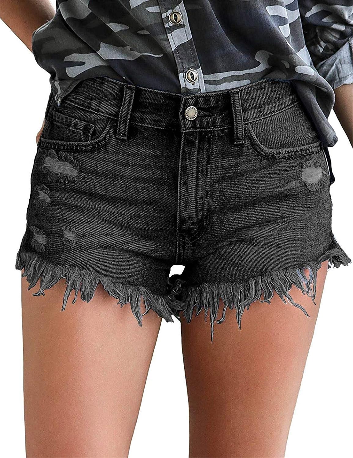 Women's Cut Off Denim Jean Shorts Ripped Distressed
