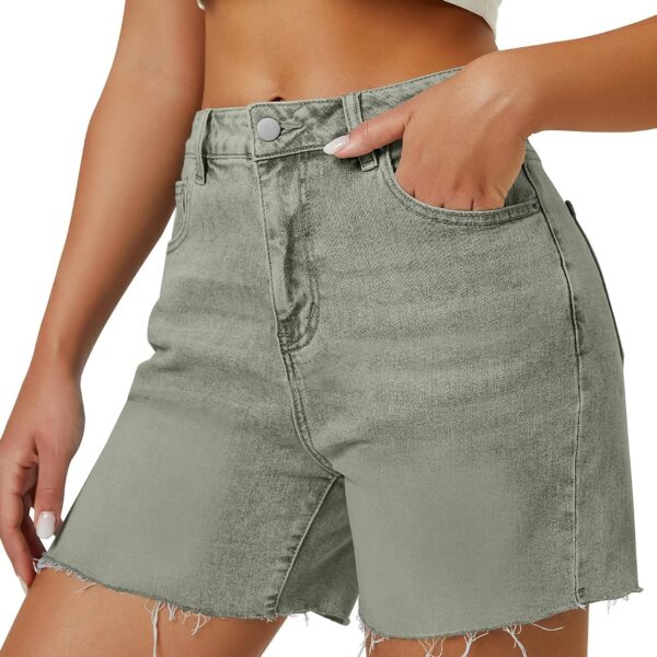 Womens High Waist Jean Shorts Wide Straight Leg Microelastic Long Denim Mom Shorts