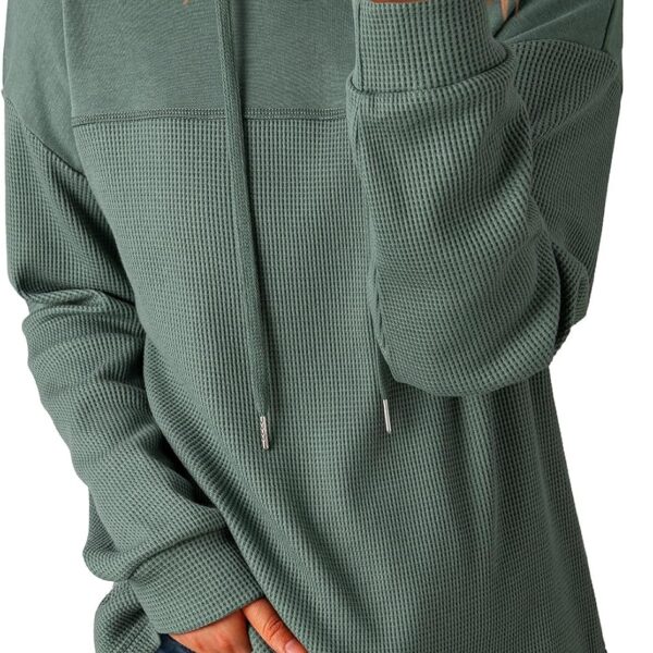 Women's Hoodie – Casual Waffle-Knit Long-Sleeve Drawstring Pullover/Lightweight Hoodie