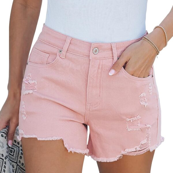 Jean Shorts for Women High Waisted Stretchy Distressed Denim Shorts Ripped Frayed Raw Hem Summer Casual Shorts